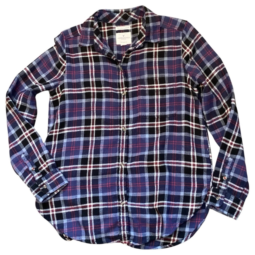 American Eagle Ahh-mazingly Soft Boyfriend Fit Plaid Button Down Shirt‎ Small